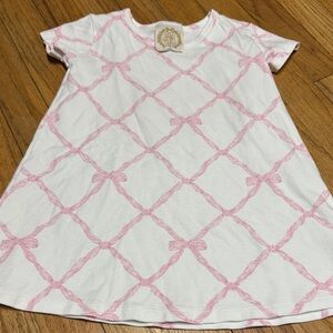 TBBC knit dress with bow pattern.